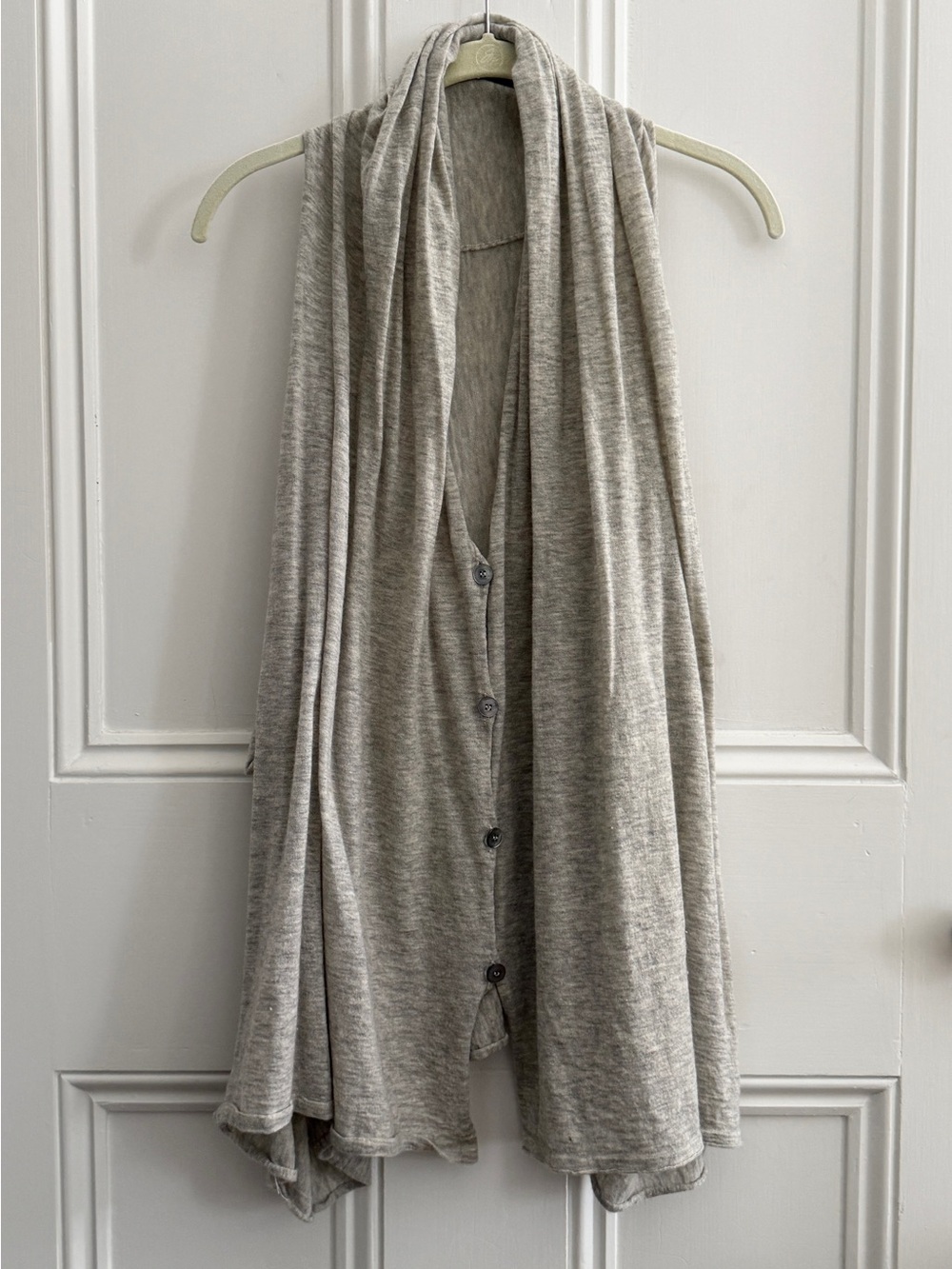Sportmax Light Gray Button-Front Draped Cardigan Vest